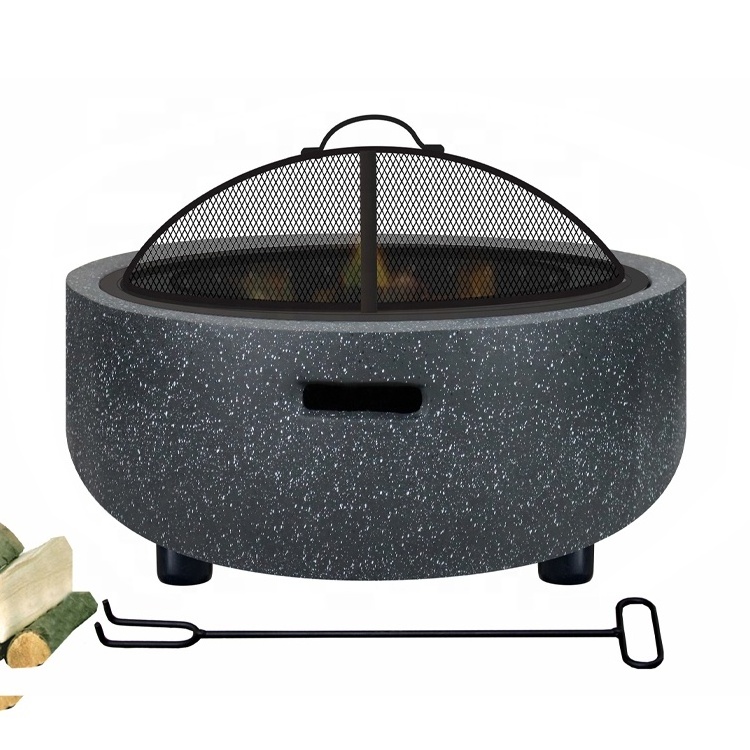 45cm Outdoor Magnesium Oxide Firepit Small Fire Bowl Garden Wood Burning Patio Fire Pit Outside Charcoal Barbecue Wood Brazier