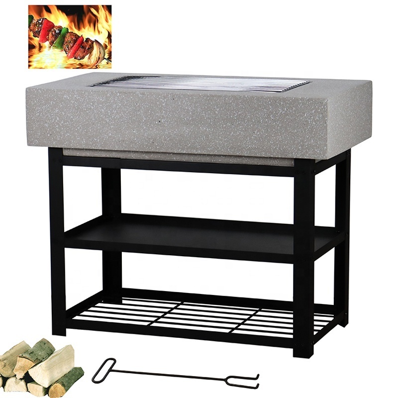 New Design BBQ Grill Table Fire Pit Garden BBQ Grill Fire Bowl Assembly Square Fire Pit with Low CBM for Outdoor Use