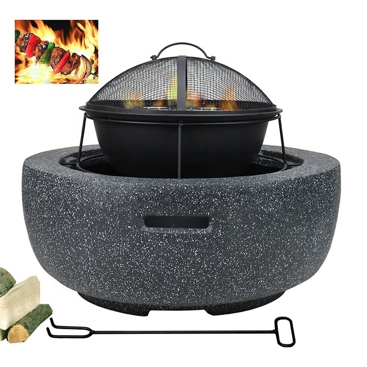 New Design BBQ Grills Wood Burning Environmental Protection Without Electricity Fire Pit BBQ With Cooking Grid Outdoor Fire Bowl