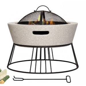 Home Garden Fire Pit Camping Light Weight & Simple Fire Bowl Outdoor Table Top Fire Pit Bowl Marble without Gas for Winter