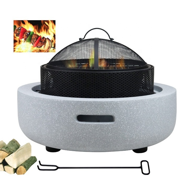 Globe Firepits Wood Burning Iron and MGO Portable Miniature Fire Pit Metal Fire Pit Mesh Cover and Chrome Plated Grill