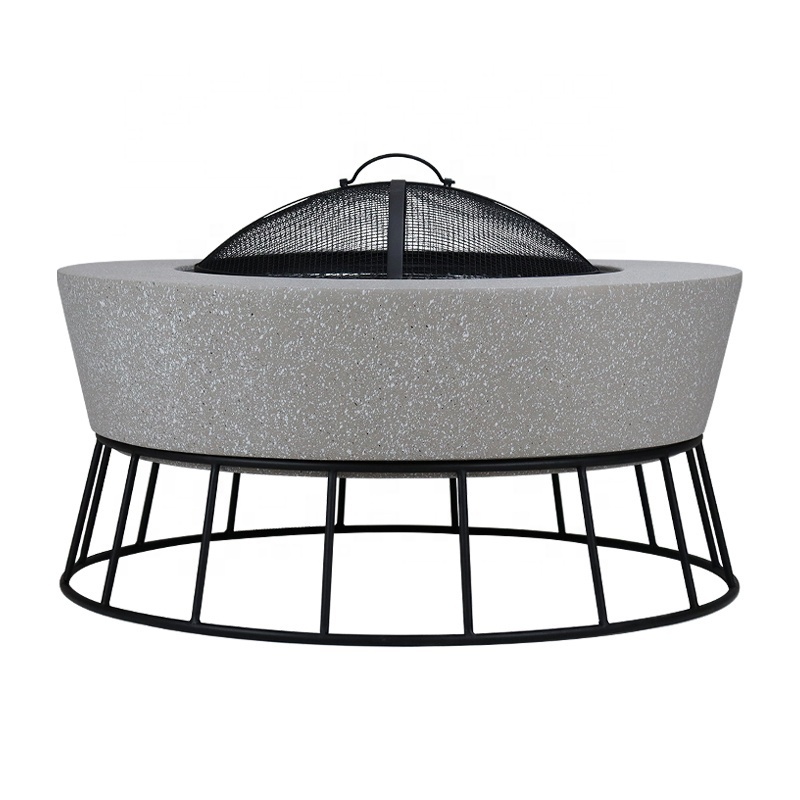 Best Selling Custom Magnesium Oxide Barbecue Fire Pit Round Wood Burning Fire Pit Mesh Cover and Chrome-plated Cooking Grid