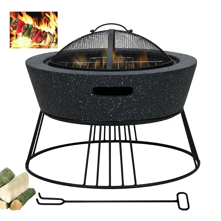 Home Garden Fire Pit Camping Light Weight & Simple Fire Bowl Outdoor Table Top Fire Pit Bowl Marble without Gas for Winter