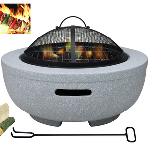 Wire Mesh Fire Pit Barbecue Grill Fire Pit Stove Round Concrete Fire Bowl Personal Fireplace Traditional Brazier for Cooking