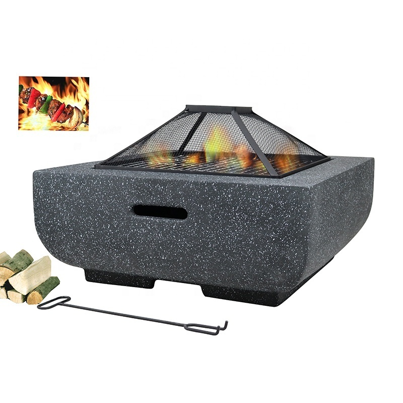 Customized Patio MGO Fire Pit Square Camping Traditional Brazier Spark Cover for Fire Pit Cooking Wood Burning Stove