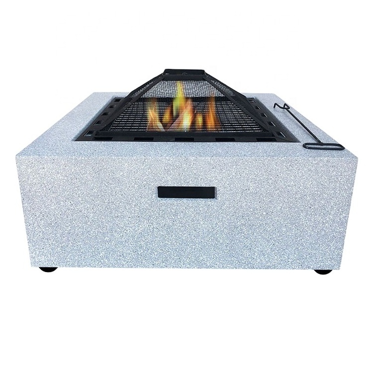 Factory Direct MGO Outdoor Burning Patio & Backyard Firepit With BBQ Grill Cooking Grid and Mesh Cover Wood Burning Fire Pit