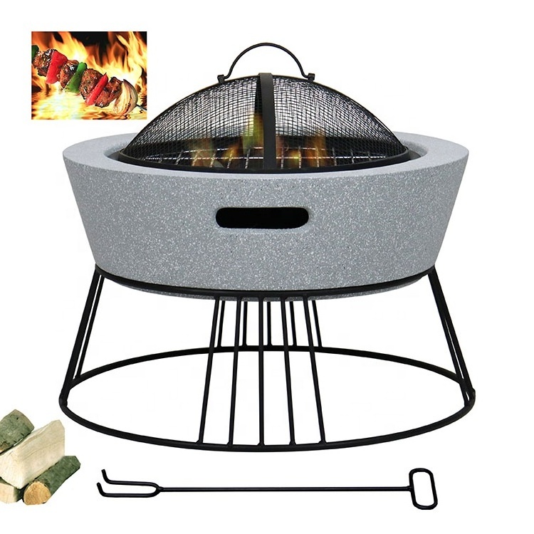 Home Garden Fire Pit Camping Light Weight & Simple Fire Bowl Outdoor Table Top Fire Pit Bowl Marble without Gas for Winter