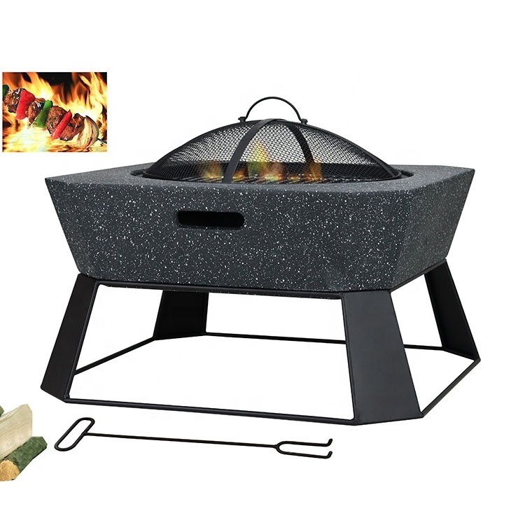 Hot Sale Garden Grill Fire Bowl Fire Pit for Camping Patio BBQ Outdoor Wood Stove BBQ Frame Mesh Fire Pit with Cooking Grid