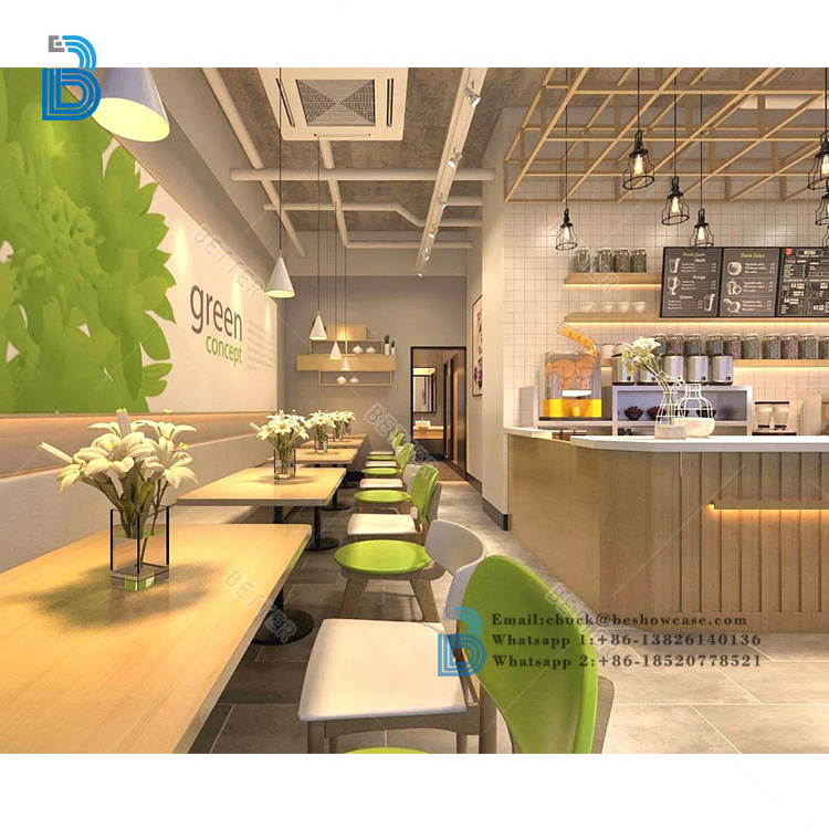 Interior Decoration for bubble tea bar counter design juice shop fast food counter