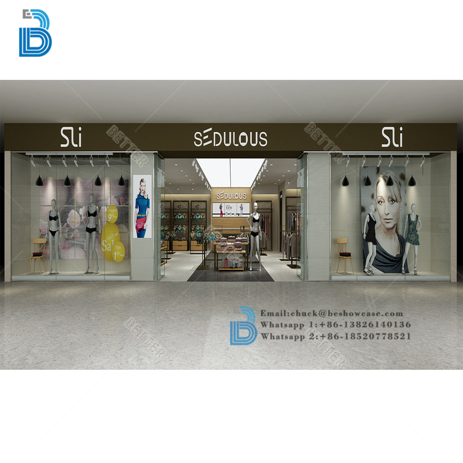 Customized Modern Style underwear shop counter table design,underwear display cabinet For Retail Stores