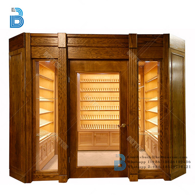 Spanish cedar wood Cigar Display showcase walk in humidor large cigar Cabinet  with lock Cigar shop interior Design