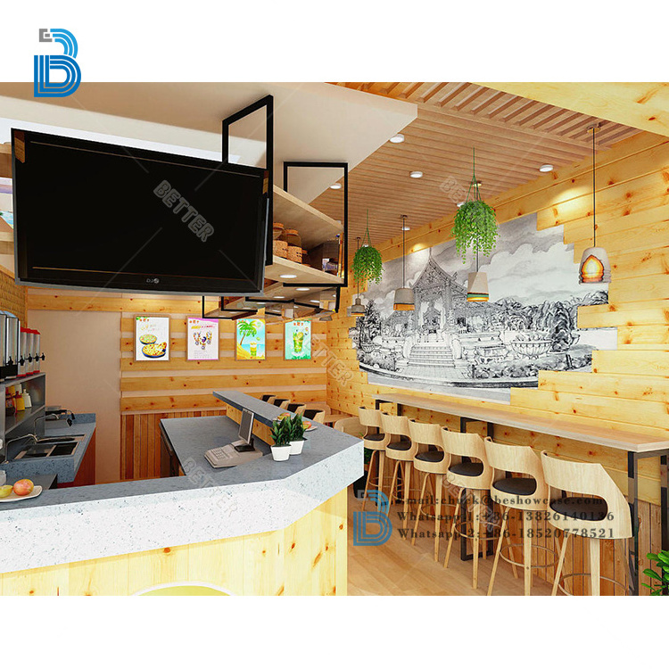 Interior Decoration for bubble tea bar counter design juice shop fast food counter