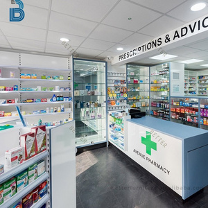 Pharmacy shop counter furniture design for pharmacy cabinet and shelves