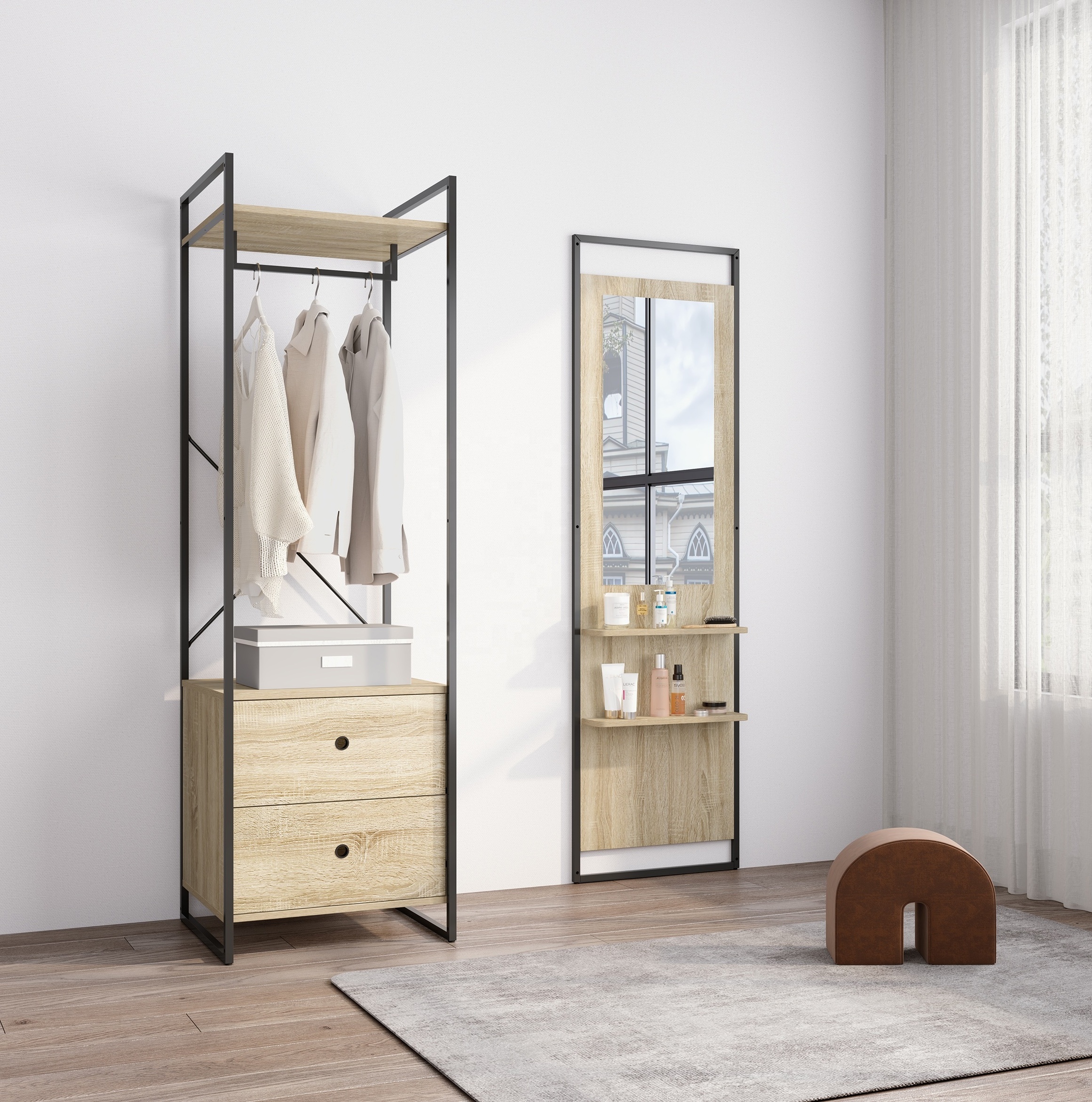 Closet Wardrobe closet Wardrobe cabinet mirror closet de madera