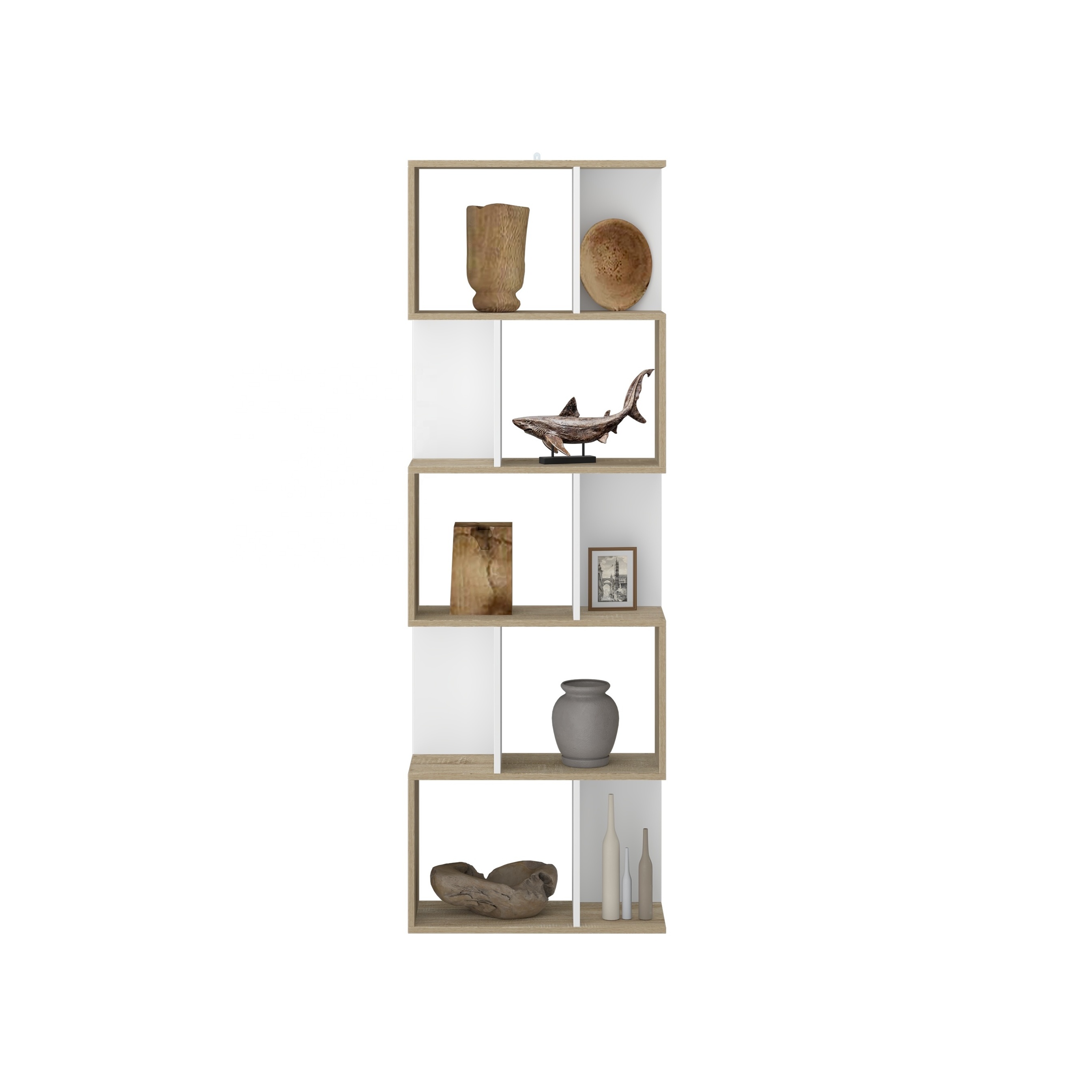 Industrial style Bookcase 5-Tier Bookshelf Display Shelf and Room Divider Freestanding Decorative Storage Shelving