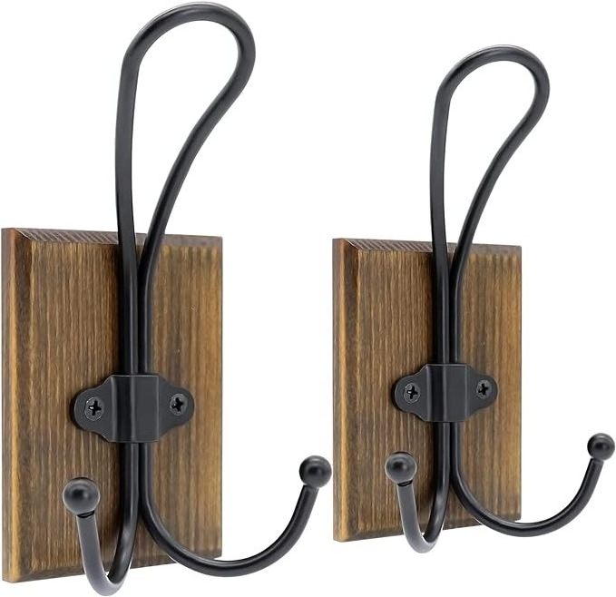 2 Pack Decorative Farmhouse Towel Heavy Duty Bathrooms Wall Mounted Hooks for Hanging