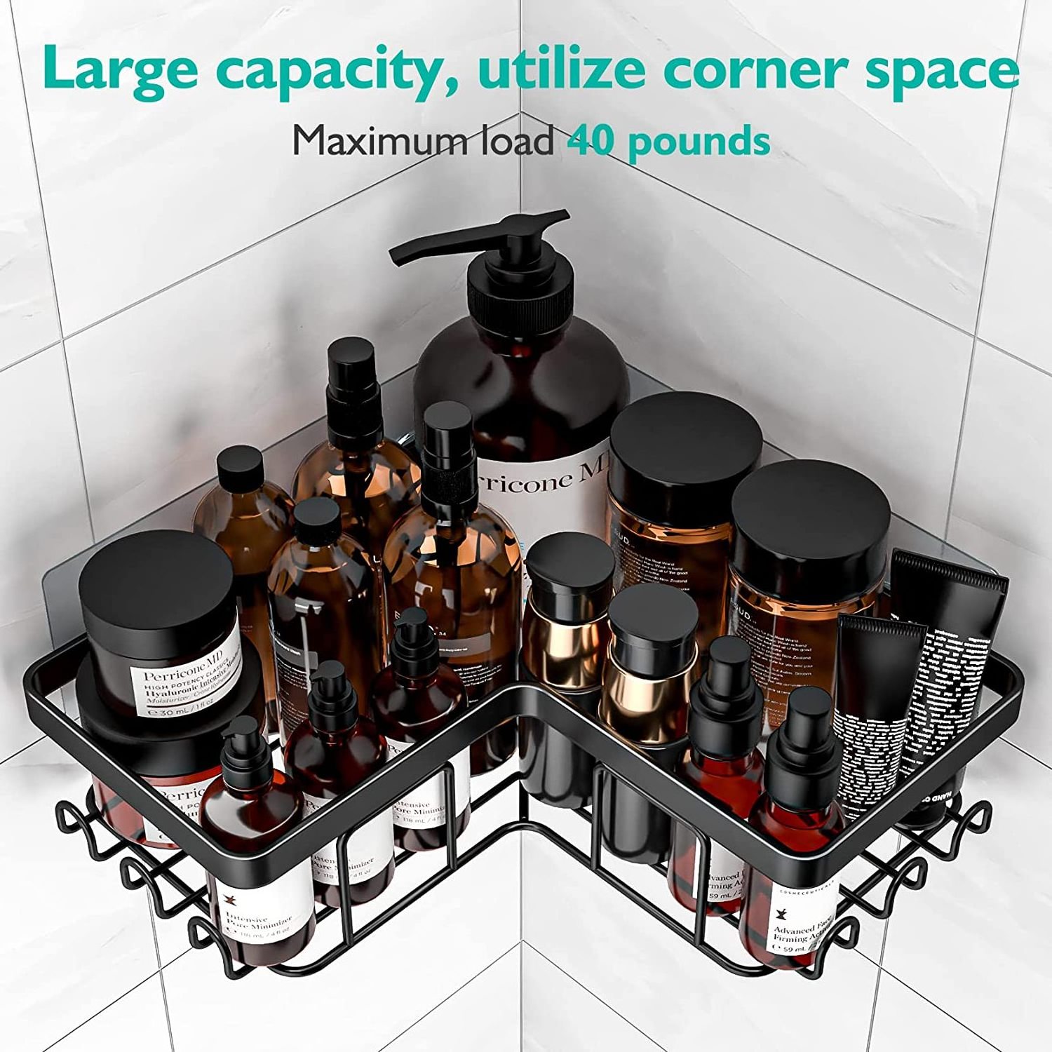 Rustproof Stainless Steel Bathroom Shower Organizer No Drilling Wall Mounted Shower Caddy Shelves