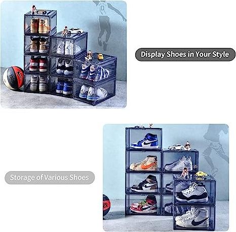 Robust Durable Stackable Foldable Transparent Shoe Boxes for Men and Women