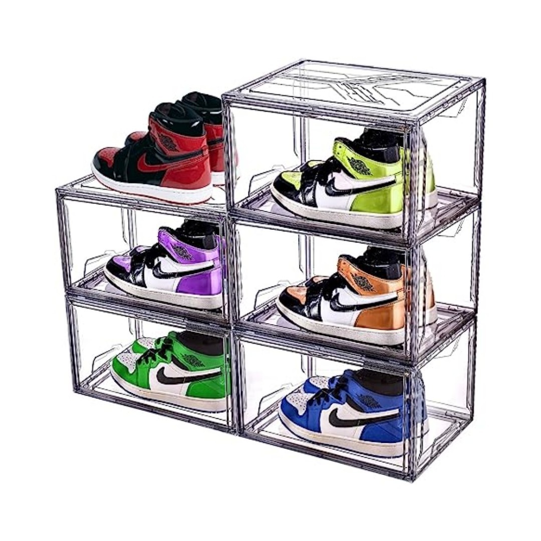 Robust Durable Stackable Foldable Transparent Shoe Boxes for Men and Women