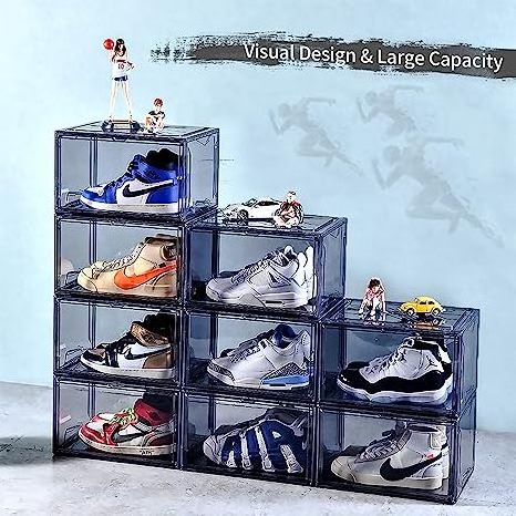 Robust Durable Stackable Foldable Transparent Shoe Boxes for Men and Women