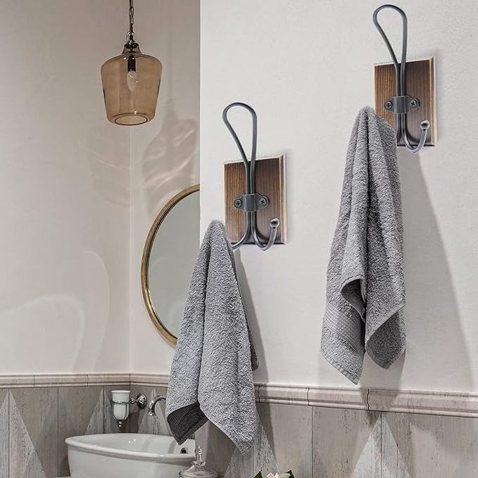 2 Pack Decorative Farmhouse Towel Heavy Duty Bathrooms Wall Mounted Hooks for Hanging