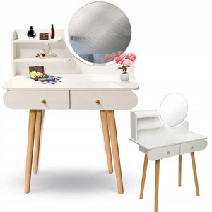 High Quality Modern European Drawers Storage Bedroom Furniture Nordic Makeup Dressing Table With Mirror