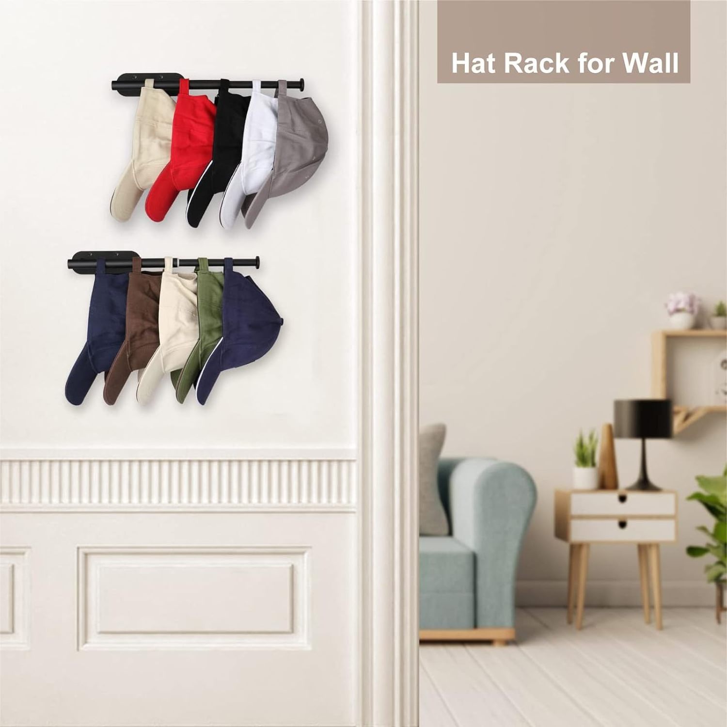 Amazon Hot Selling Retractable Hat Rack for Baseball Caps Hat Holder Storage Organizer