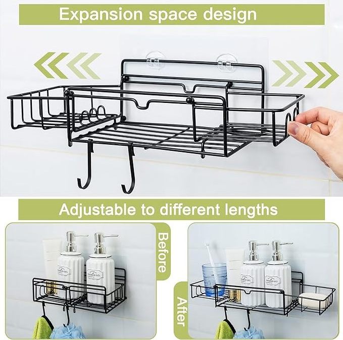 Bathroom Caddy Organizer Expandable Adhesive Rustproof Storage No Drilling Wall Shower Shelf Rack