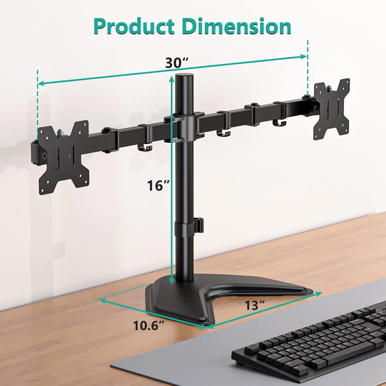 Heavy Duty Dual Monitor Stand Holds up to 22 lbs Dual Monitor Arm with Height Adjustable Tilt Rotate