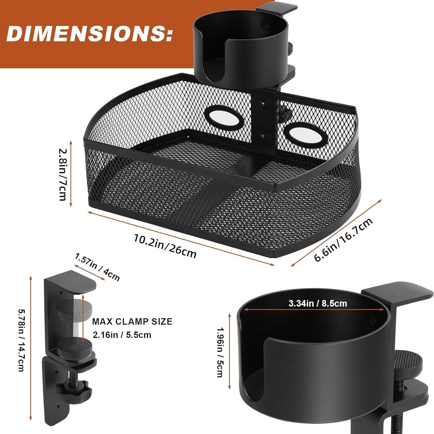 Under Desk Organizer,Cup Holder,Table Management Tray, Swivel Pencil Drawer, Office No Drill Steel Organizers,360 Spin Hidden