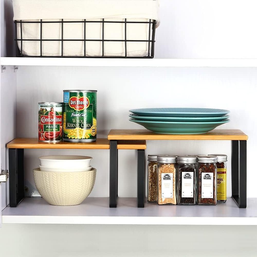 Bamboo Kitchen Storage Shelves for Cupboard Countertop