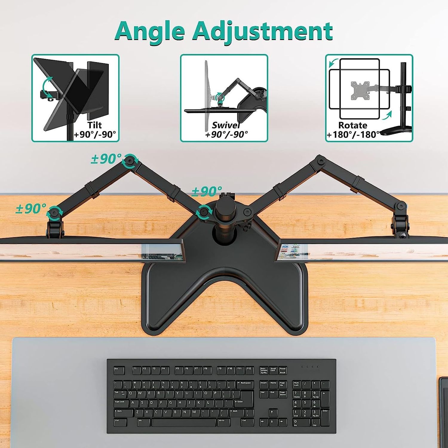 Heavy Duty Dual Monitor Stand Holds up to 22 lbs Dual Monitor Arm with Height Adjustable Tilt Rotate