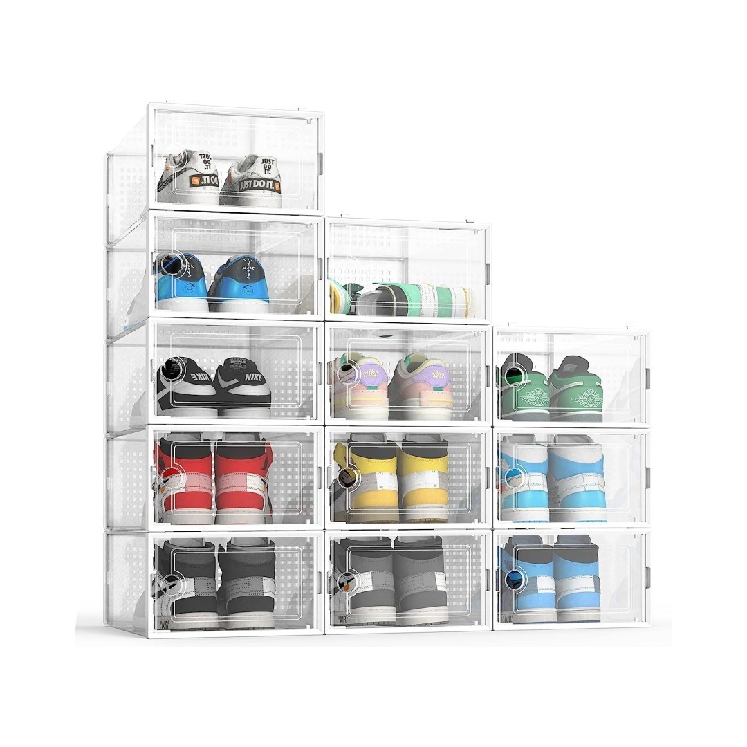 folding shoe storage boxes stackable transparent plastic shoe boxes shoe organizer boxes with front opening