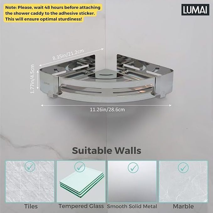 Self Adhesive Corner Tile Walls Bathtub Organizers Adhesive Bathroom Shower Shelves Floating Corner