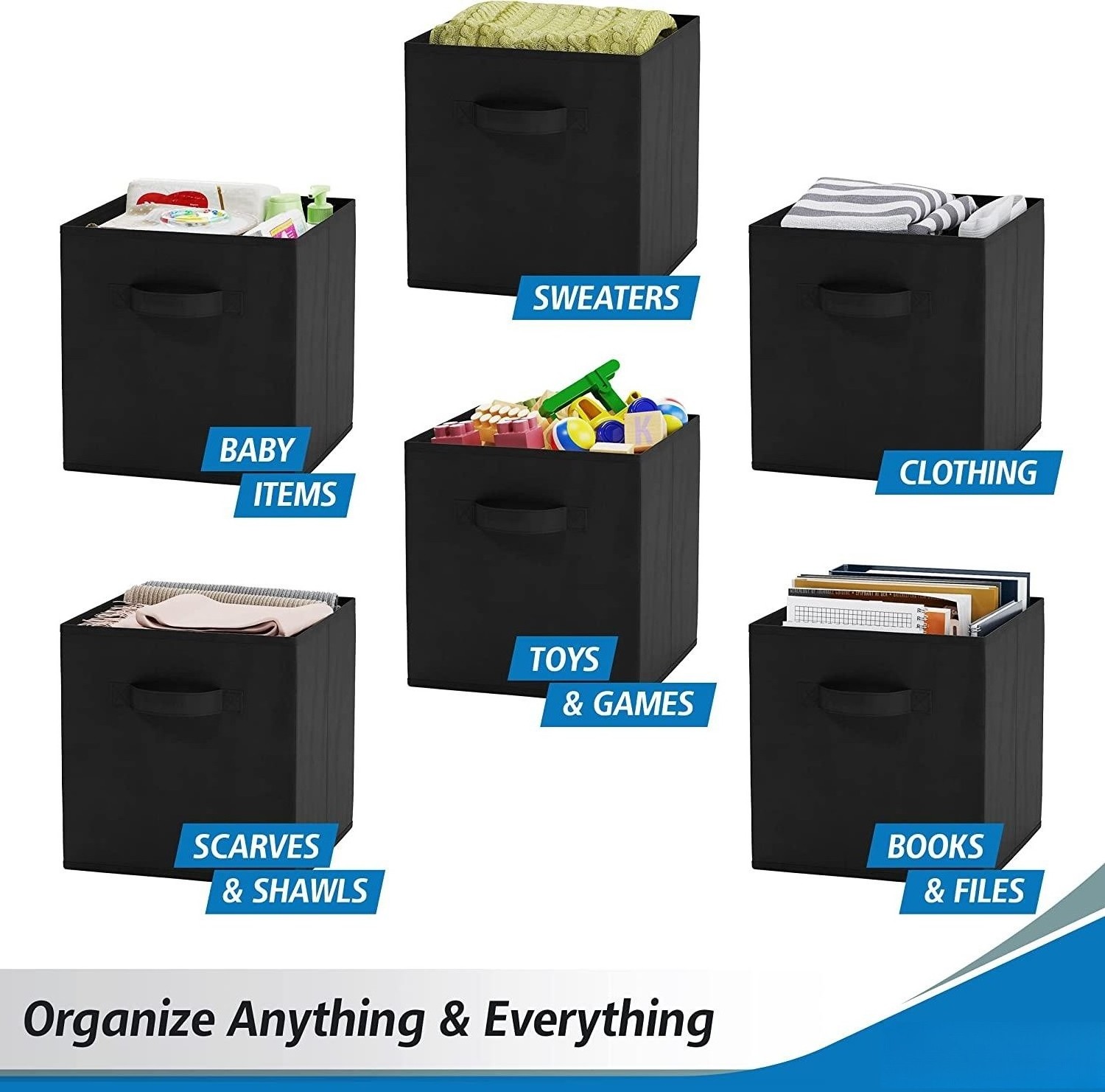 Non woven foldable clothes stackable storage box organizer Cube Storage Baskets For Organizing