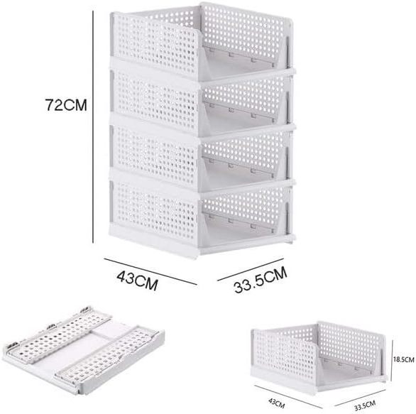 Stackable Foldable Wardrobe Storage Boxes Cabinet Organiser Drawers Plastic Storage Boxes for Home Bedroom Kitchen