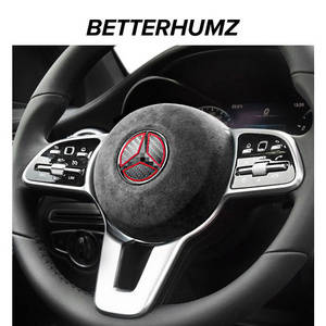 Alcantara Steering Wheel Cover Sticker For Mercedes C class EQA EQC GLA GLC GLB 2019-2022 Car Interior Accessories