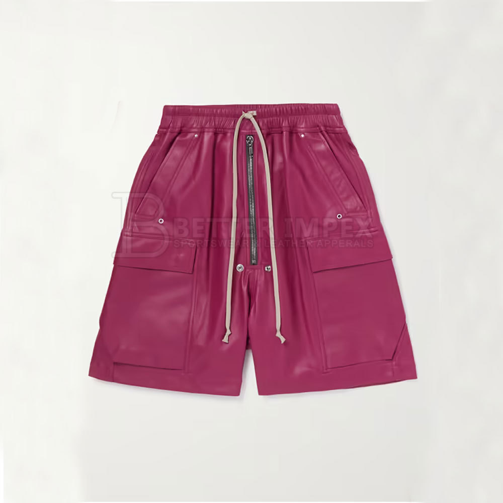 Pure Leather Fashionable and Custom logo New Men Leather Shorts Different Color Leather Shorts