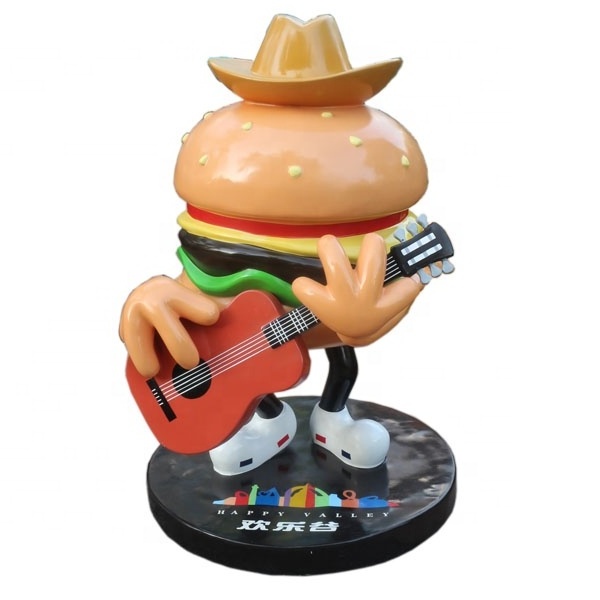 Creative Customizing Shopping Center/Food/Dessert Shops Decor Statues Fiberglass Hamburger Figure Play Guitar Statue