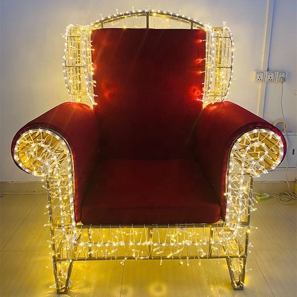 Hot-sale Lighted Christmas Throne Chair for Shopping Mall Building Street Home Christmas Holiday Decoration