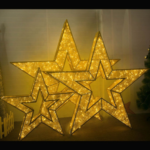 Christmas Holiday Indoor Outdoor Lighting Decor Metal LED Christmas Star for Shopping Mall Lobby Ceiling Decoration