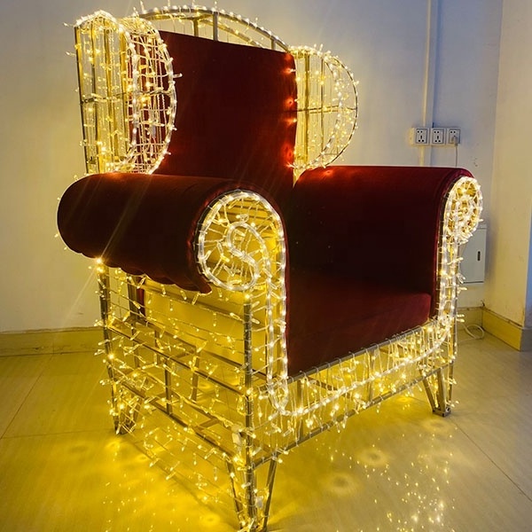 Hot-sale Lighted Christmas Throne Chair for Shopping Mall Building Street Home Christmas Holiday Decoration