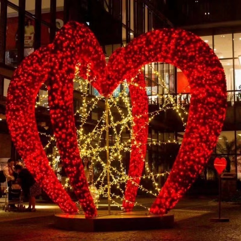 Christmas Wedding Valentine Day Lighting Decoration Outdoor 3D Motif led lights with heart sharp arch For Outdoor Decoration