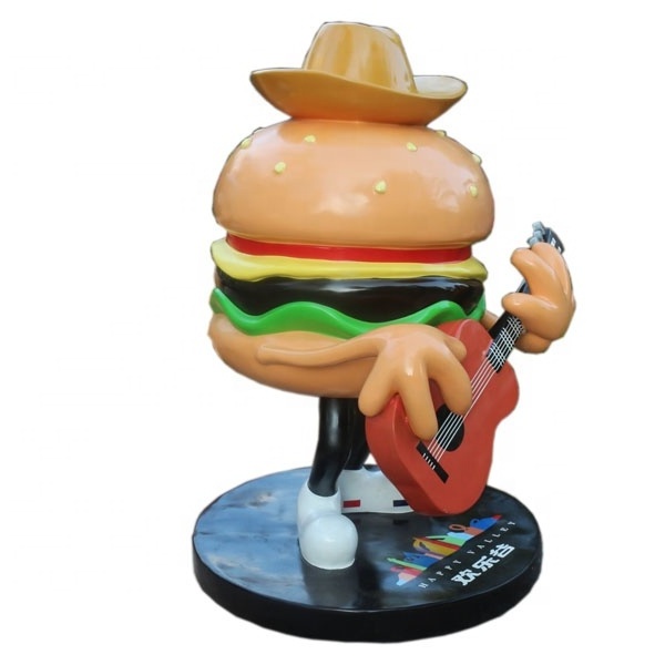 Creative Customizing Shopping Center/Food/Dessert Shops Decor Statues Fiberglass Hamburger Figure Play Guitar Statue