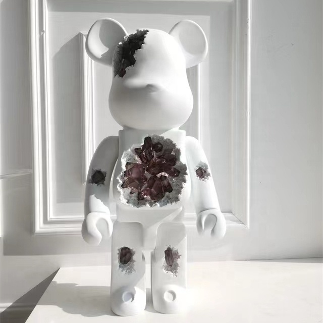 Popular 1000% Customized Fiberglass Bearbrick Statue Crystal Bearbrick Statue For Indoor Decoration