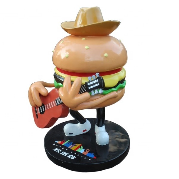 Creative Customizing Shopping Center/Food/Dessert Shops Decor Statues Fiberglass Hamburger Figure Play Guitar Statue