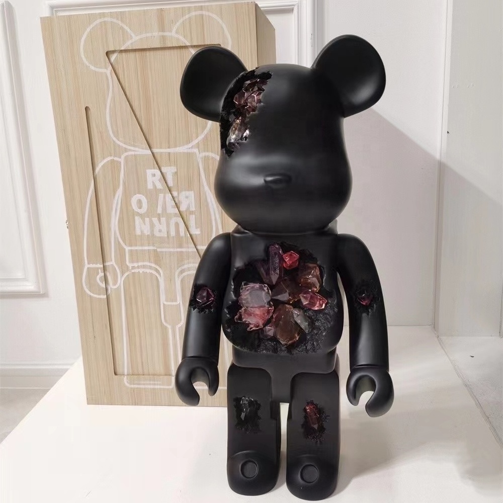 Popular 1000% Customized Fiberglass Bearbrick Statue Crystal Bearbrick Statue For Indoor Decoration