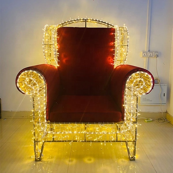 Hot-sale Lighted Christmas Throne Chair for Shopping Mall Building Street Home Christmas Holiday Decoration