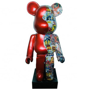 1000% Hot-sale Popular Colorful Patterned Resin Bearbrick Statue for Indoor Decoration