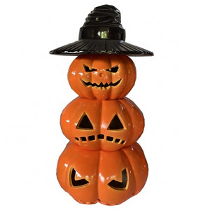 Hot-sale Halloween Props Scary Fiberglass Halloween Pumpkin Sculpture For Indoor Outdoor Halloween Decor